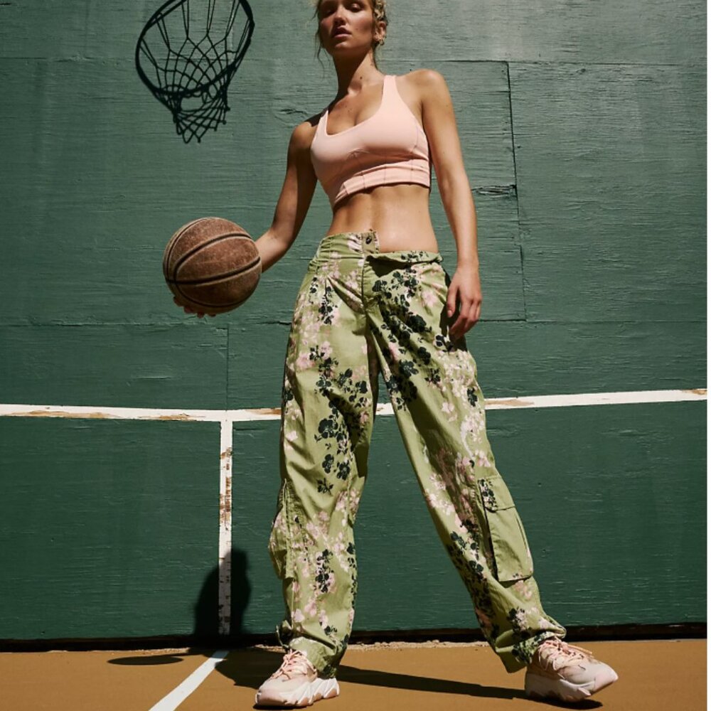 Free People FP Movement Size Large Mesmerize Me Floral Olive Combo Pants
